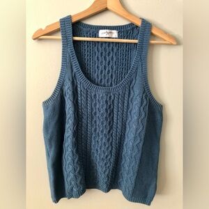 CJLA Blue Cable Knit Tank Top Sweater